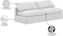 Meridian Furniture - Indulge 70" White Linen Textured Fabric Upholstered 2pc. Armless Loveseat - 141White-S2 - GreatFurnitureDeal