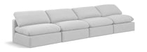 Meridian Furniture - Indulge 140" White Linen Textured Fabric Upholstered 4pc. Armless Sofa - 141White-S4 - GreatFurnitureDeal