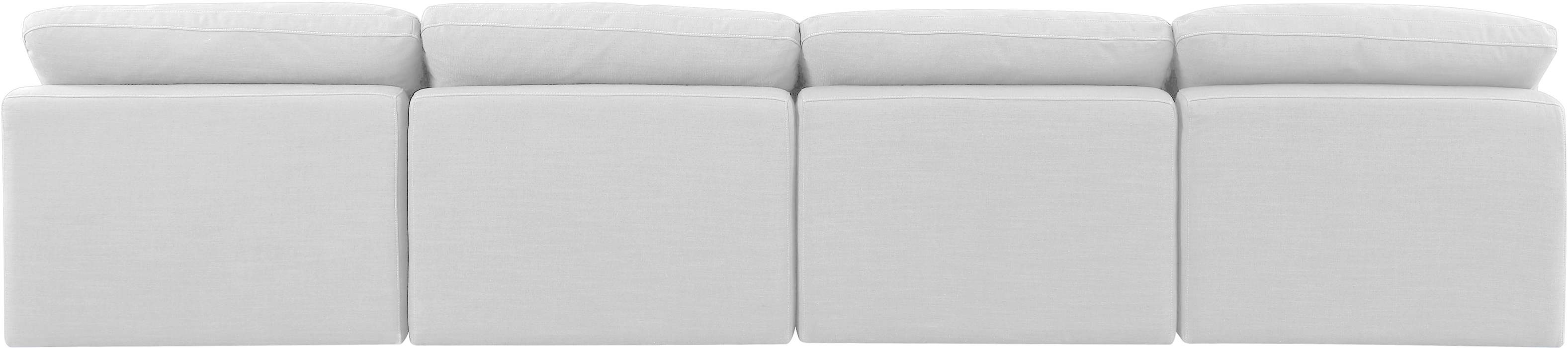 Meridian Furniture - Indulge 140" White Linen Textured Fabric Upholstered 4pc. Armless Sofa - 141White-S4 - GreatFurnitureDeal