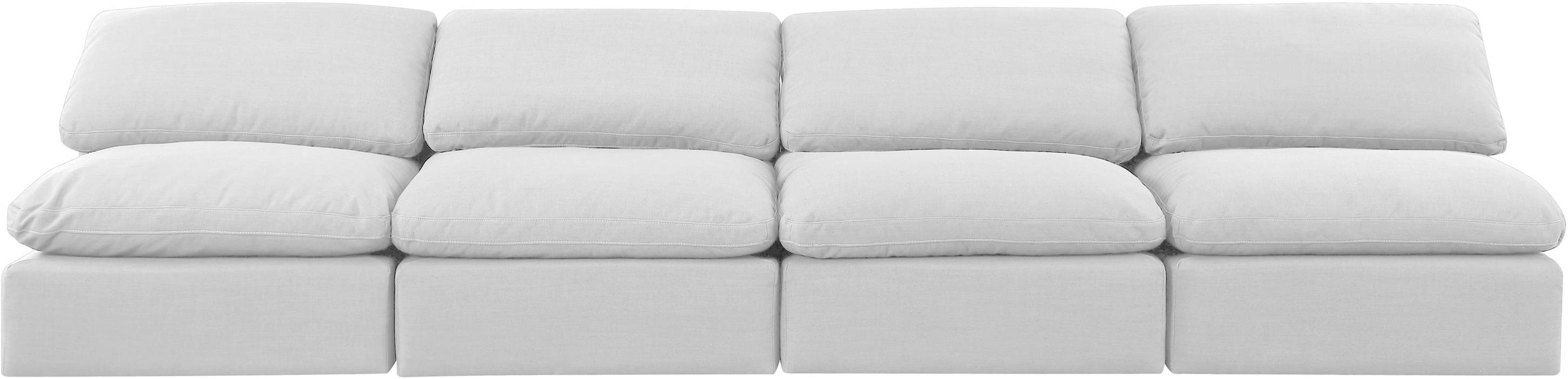 Meridian Furniture - Indulge 140" White Linen Textured Fabric Upholstered 4pc. Armless Sofa - 141White-S4 - GreatFurnitureDeal