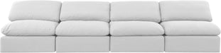 Meridian Furniture - Indulge 140" White Linen Textured Fabric Upholstered 4pc. Armless Sofa - 141White-S4 - GreatFurnitureDeal