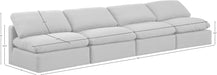 Meridian Furniture - Indulge 140" White Linen Textured Fabric Upholstered 4pc. Armless Sofa - 141White-S4 - GreatFurnitureDeal