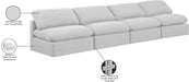 Meridian Furniture - Indulge 140" White Linen Textured Fabric Upholstered 4pc. Armless Sofa - 141White-S4 - GreatFurnitureDeal