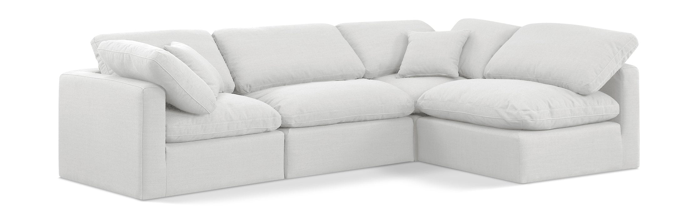 Meridian Furniture - Indulge 105" White Linen Textured Fabric Upholstered 4pc. Sectional - 141White-Sec4B - GreatFurnitureDeal