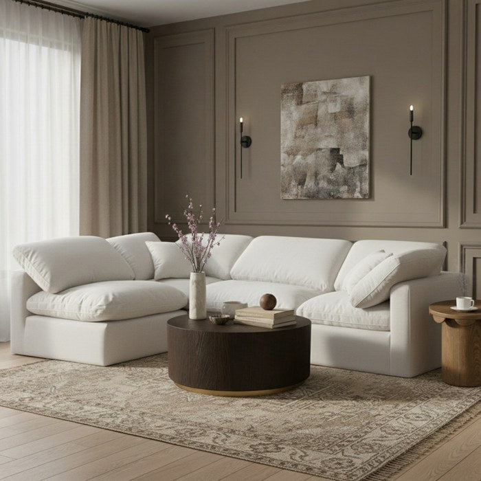 Meridian Furniture - Indulge 105" White Linen Textured Fabric Upholstered 4pc. Sectional - 141White-Sec4B - GreatFurnitureDeal