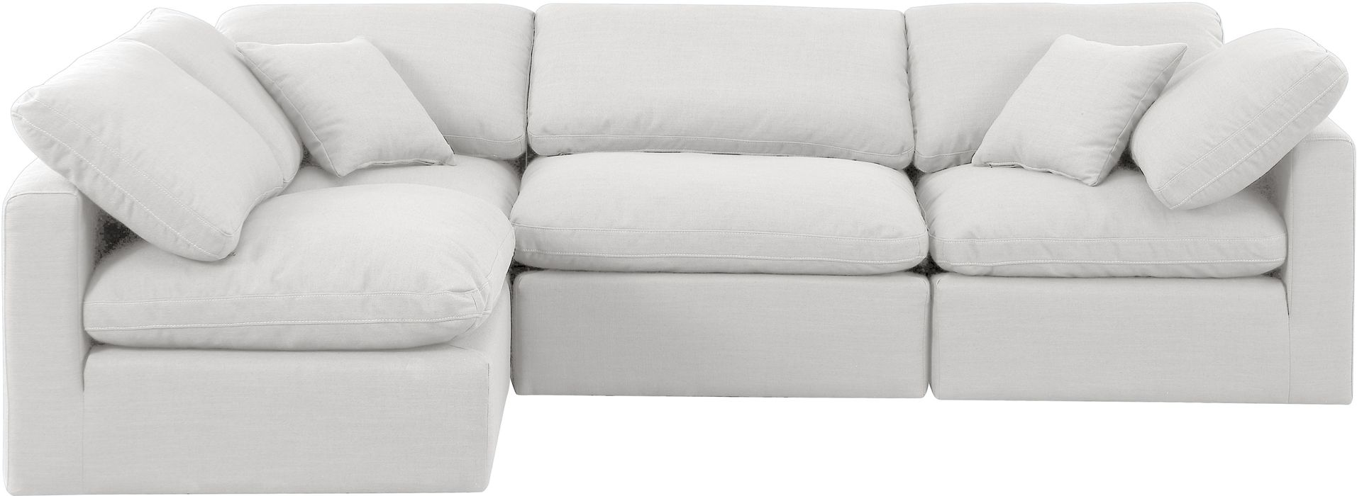 Meridian Furniture - Indulge 105" White Linen Textured Fabric Upholstered 4pc. Sectional - 141White-Sec4B - GreatFurnitureDeal