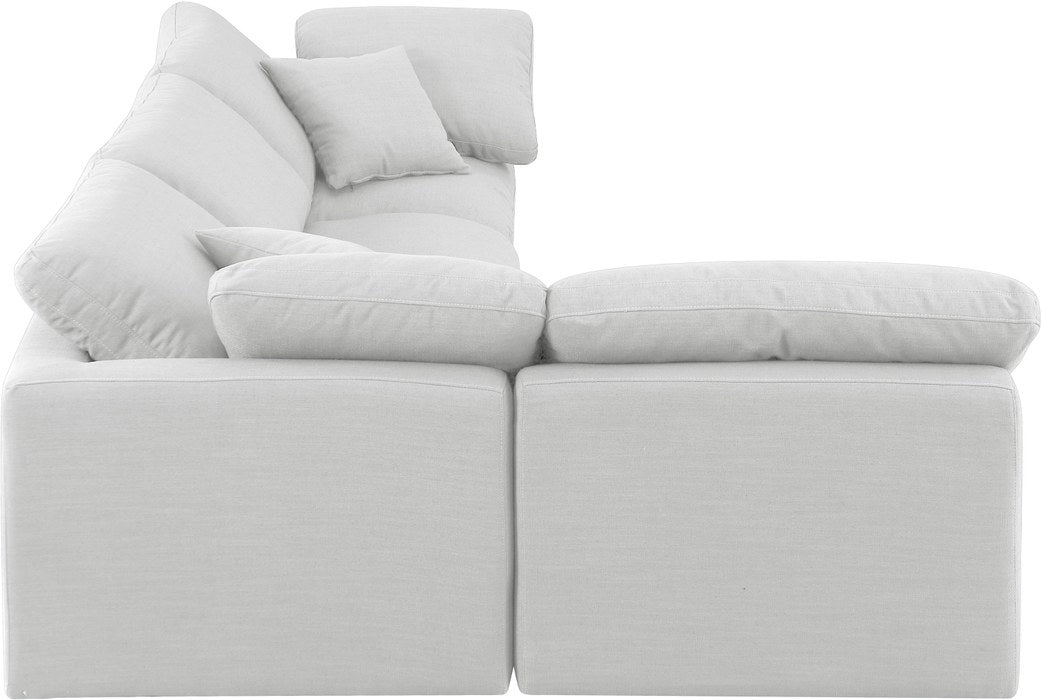 Meridian Furniture - Indulge 105" White Linen Textured Fabric Upholstered 4pc. Sectional - 141White-Sec4B - GreatFurnitureDeal