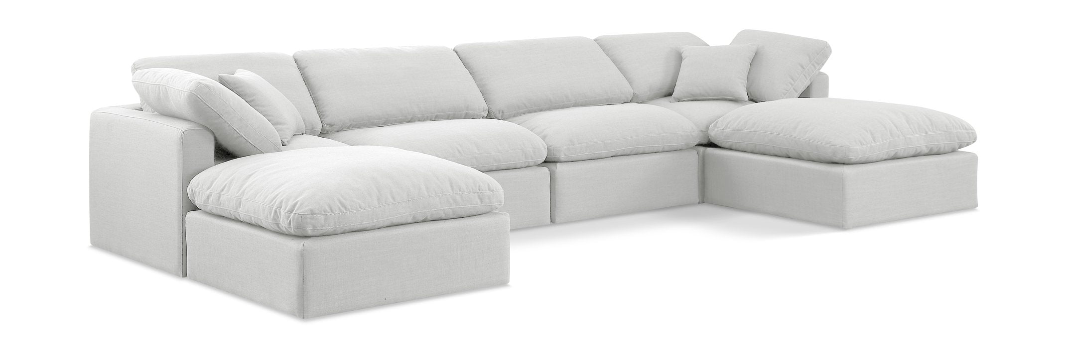 Meridian Furniture - Indulge 140" White Linen Textured Fabric Upholstered 6pc. Sectional - 141White-Sec6B - GreatFurnitureDeal