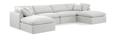 Meridian Furniture - Indulge 140" White Linen Textured Fabric Upholstered 6pc. Sectional - 141White-Sec6B - GreatFurnitureDeal