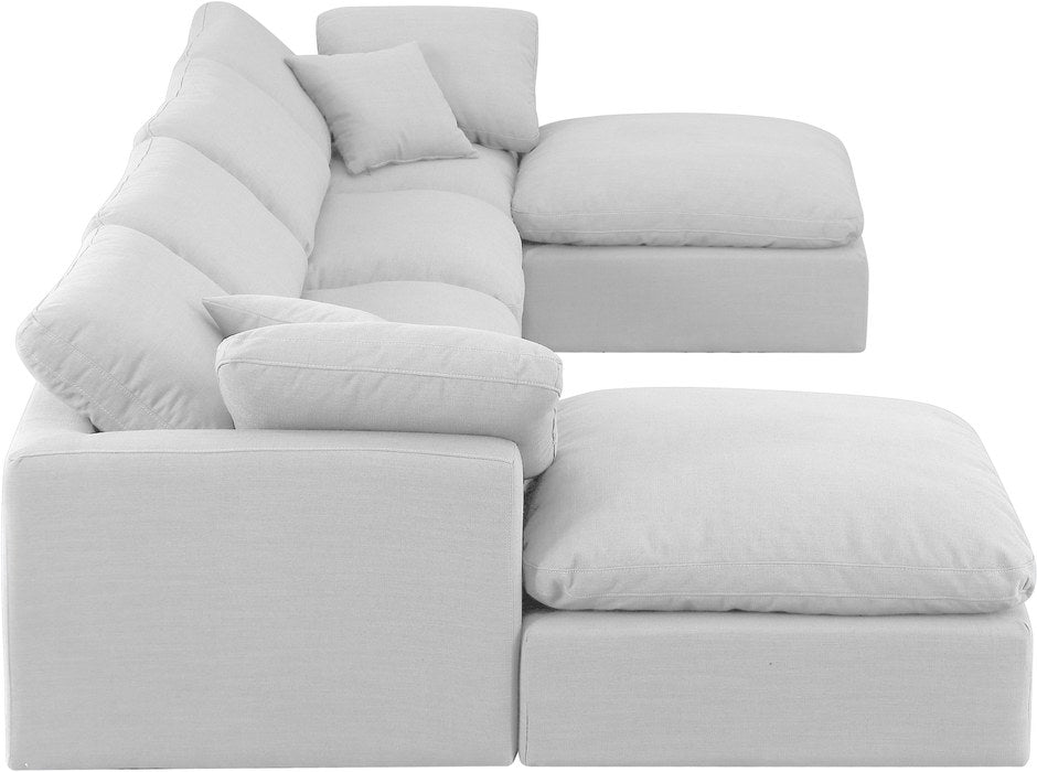Meridian Furniture - Indulge 140" White Linen Textured Fabric Upholstered 6pc. Sectional - 141White-Sec6B - GreatFurnitureDeal