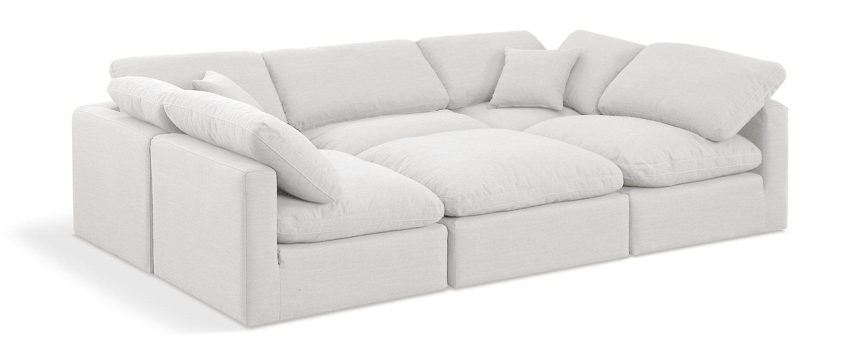 Meridian Furniture - Indulge 105" White Linen Textured Fabric Upholstered 6pc. Sectional - 141White-Sec6C - GreatFurnitureDeal