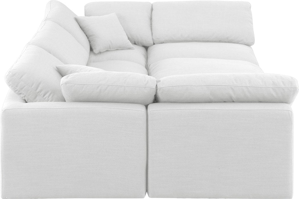 Meridian Furniture - Indulge 105" White Linen Textured Fabric Upholstered 6pc. Sectional - 141White-Sec6C - GreatFurnitureDeal