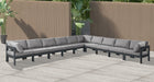Meridian Furniture - Nizuc 180" Water Resistant Fabric Upholstered Outdoor Patio 10 Piece Modular Sectional - 376Grey-Sec10A - GreatFurnitureDeal