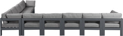 Meridian Furniture - Nizuc 180" Water Resistant Fabric Upholstered Outdoor Patio 10 Piece Modular Sectional - 376Grey-Sec10A - GreatFurnitureDeal