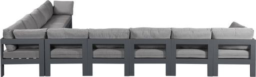 Meridian Furniture - Nizuc 180" Water Resistant Fabric Upholstered Outdoor Patio 10 Piece Modular Sectional - 376Grey-Sec10A - GreatFurnitureDeal