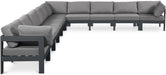 Meridian Furniture - Nizuc 180" Water Resistant Fabric Upholstered Outdoor Patio 10 Piece Modular Sectional - 376Grey-Sec10A - GreatFurnitureDeal