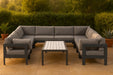 Meridian Furniture - Nizuc 120" Water Resistant Fabric Upholstered Outdoor Patio 10 Piece Modular Sectional - 376Grey-Sec10B - GreatFurnitureDeal