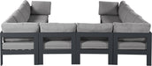 Meridian Furniture - Nizuc 120" Water Resistant Fabric Upholstered Outdoor Patio 10 Piece Modular Sectional - 376Grey-Sec10B - GreatFurnitureDeal