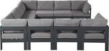 Meridian Furniture - Nizuc 120" Water Resistant Fabric Upholstered Outdoor Patio 10 Piece Modular Sectional - 376Grey-Sec10B - GreatFurnitureDeal