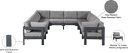 Meridian Furniture - Nizuc 120" Water Resistant Fabric Upholstered Outdoor Patio 10 Piece Modular Sectional - 376Grey-Sec10B - GreatFurnitureDeal
