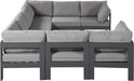 Meridian Furniture - Nizuc 120" Water Resistant Fabric Upholstered Outdoor Patio 8 Piece Modular Sectional - 376Grey-Sec8B - GreatFurnitureDeal