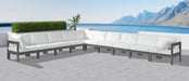 Meridian Furniture - Nizuc 180" Water Resistant Fabric Upholstered Outdoor Patio 10 Piece Modular Sectional - 376White-Sec10A - GreatFurnitureDeal