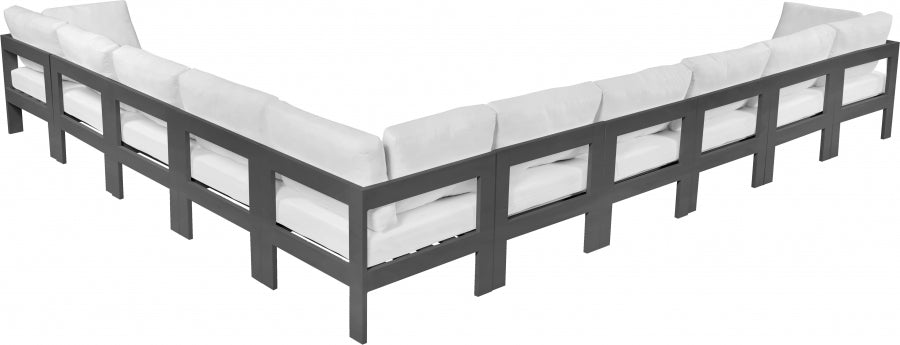 Meridian Furniture - Nizuc 180" Water Resistant Fabric Upholstered Outdoor Patio 10 Piece Modular Sectional - 376White-Sec10A - GreatFurnitureDeal