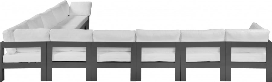 Meridian Furniture - Nizuc 180" Water Resistant Fabric Upholstered Outdoor Patio 10 Piece Modular Sectional - 376White-Sec10A - GreatFurnitureDeal