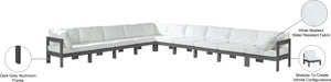 Meridian Furniture - Nizuc 180" Water Resistant Fabric Upholstered Outdoor Patio 10 Piece Modular Sectional - 376White-Sec10A - GreatFurnitureDeal