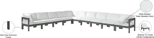 Meridian Furniture - Nizuc 180" Water Resistant Fabric Upholstered Outdoor Patio 10 Piece Modular Sectional - 376White-Sec10A - GreatFurnitureDeal
