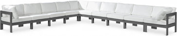 Meridian Furniture - Nizuc 180" Water Resistant Fabric Upholstered Outdoor Patio 10 Piece Modular Sectional - 376White-Sec10A - GreatFurnitureDeal