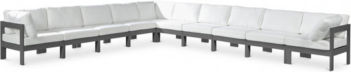 Meridian Furniture - Nizuc 180" Water Resistant Fabric Upholstered Outdoor Patio 10 Piece Modular Sectional - 376White-Sec10A - GreatFurnitureDeal