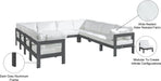 Meridian Furniture - Nizuc 120" Water Resistant Fabric Upholstered Outdoor Patio 10 Piece Modular Sectional - 376White-Sec10B - GreatFurnitureDeal