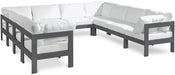 Meridian Furniture - Nizuc 120" Water Resistant Fabric Upholstered Outdoor Patio 10 Piece Modular Sectional - 376White-Sec10B - GreatFurnitureDeal