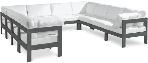 Meridian Furniture - Nizuc 120" Water Resistant Fabric Upholstered Outdoor Patio 10 Piece Modular Sectional - 376White-Sec10B - GreatFurnitureDeal
