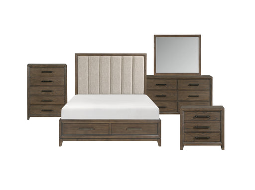 Homelegance - Cambridge 5 Piece King Bedroom Set in Wired Brush Dark Walnut - 1422KN-1EK*9 - GreatFurnitureDeal