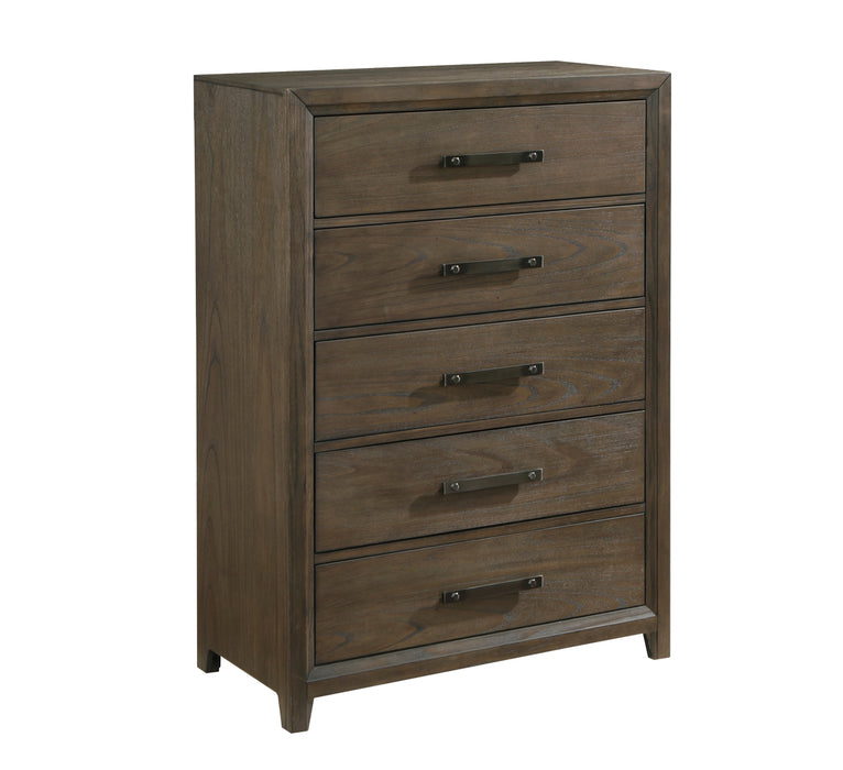 Homelegance - Cambridge 5 Piece Queen Bedroom Set in Wired Brush Dark Walnut - 1422N-1*9