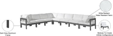 Meridian Furniture - Nizuc 150" Water Resistant Fabric Upholstered Outdoor Patio 8 Piece Modular Sectional - 376White-Sec8A - GreatFurnitureDeal