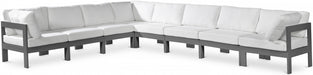 Meridian Furniture - Nizuc 150" Water Resistant Fabric Upholstered Outdoor Patio 8 Piece Modular Sectional - 376White-Sec8A - GreatFurnitureDeal