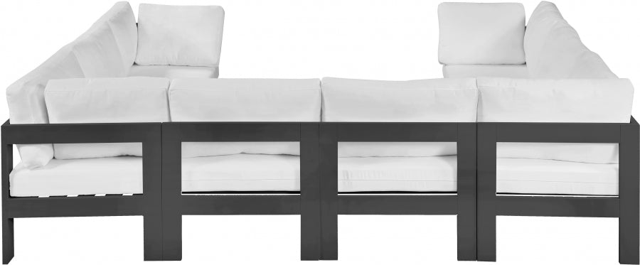 Meridian Furniture - Nizuc 120" Water Resistant Fabric Upholstered Outdoor Patio 8 Piece Modular Sectional - 376White-Sec8B - GreatFurnitureDeal