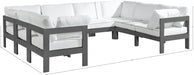 Meridian Furniture - Nizuc 120" Water Resistant Fabric Upholstered Outdoor Patio 8 Piece Modular Sectional - 376White-Sec8B - GreatFurnitureDeal