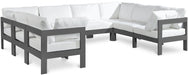 Meridian Furniture - Nizuc 120" Water Resistant Fabric Upholstered Outdoor Patio 8 Piece Modular Sectional - 376White-Sec8B - GreatFurnitureDeal