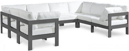 Meridian Furniture - Nizuc 120" Water Resistant Fabric Upholstered Outdoor Patio 8 Piece Modular Sectional - 376White-Sec8B - GreatFurnitureDeal