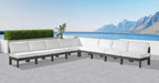 Meridian Furniture - Nizuc 150" Water Resistant Fabric Upholstered Outdoor Patio 9 Piece Modular Sectional - 376White-Sec9A - GreatFurnitureDeal