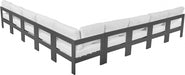 Meridian Furniture - Nizuc 150" Water Resistant Fabric Upholstered Outdoor Patio 9 Piece Modular Sectional - 376White-Sec9A - GreatFurnitureDeal