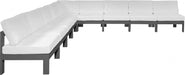 Meridian Furniture - Nizuc 150" Water Resistant Fabric Upholstered Outdoor Patio 9 Piece Modular Sectional - 376White-Sec9A - GreatFurnitureDeal