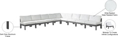 Meridian Furniture - Nizuc 150" Water Resistant Fabric Upholstered Outdoor Patio 9 Piece Modular Sectional - 376White-Sec9A - GreatFurnitureDeal