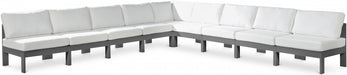 Meridian Furniture - Nizuc 150" Water Resistant Fabric Upholstered Outdoor Patio 9 Piece Modular Sectional - 376White-Sec9A - GreatFurnitureDeal
