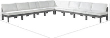 Meridian Furniture - Nizuc 150" Water Resistant Fabric Upholstered Outdoor Patio 9 Piece Modular Sectional - 376White-Sec9A - GreatFurnitureDeal