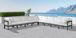 Meridian Furniture - Nizuc 150" Water Resistant Fabric Upholstered Outdoor Patio 9 Piece Modular Sectional - 376White-Sec9B - GreatFurnitureDeal